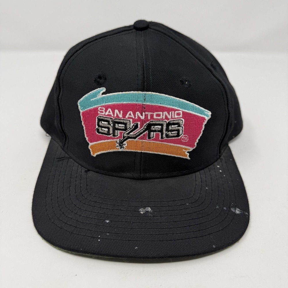 Vintage San Antonio Spurs Hat Cap Snapback Mens Black NBA Basketball Fiesta 90s